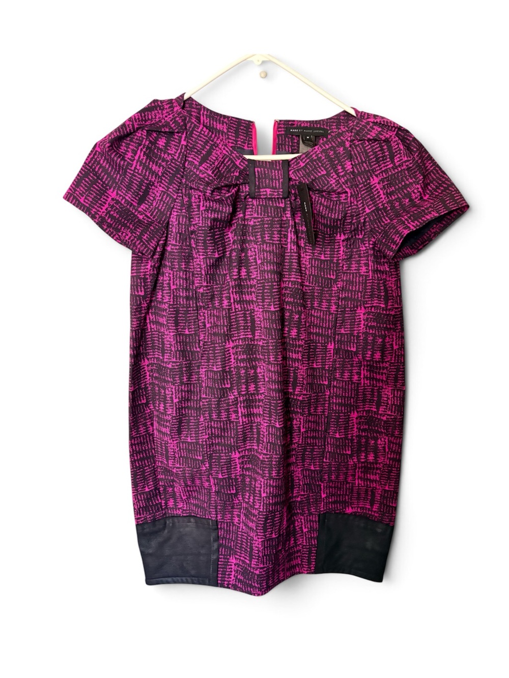 Marc By Marc Jacobs Magenta Printed Cotton Blend Canvas Boxy Dress Size M NWT